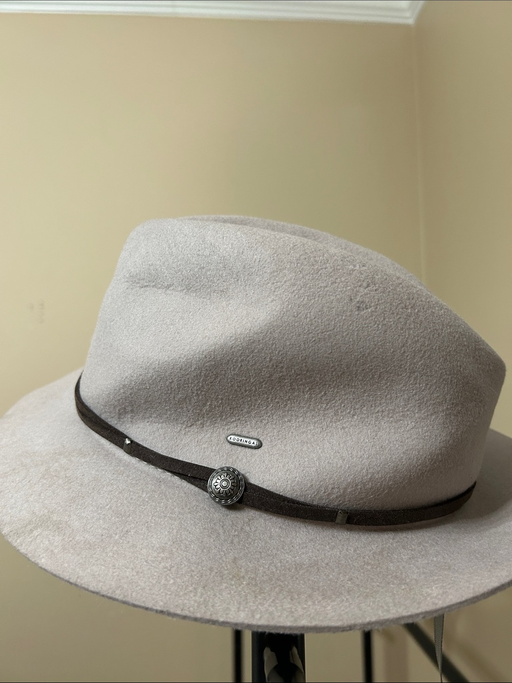 Brixton Taupe Wool Felt Fedora Hat with Leather Band